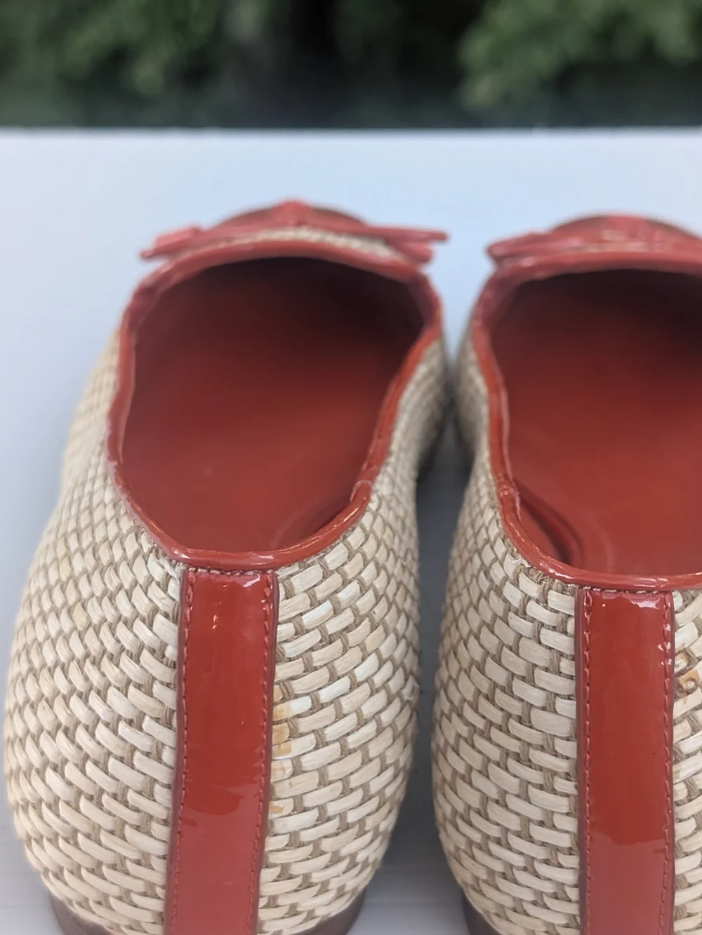 Tory Burch Coral Patent & Woven Ballet Flats